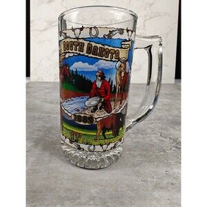 Vintage South Dakota Western Beer Stein Glass 1889 Gold Rush